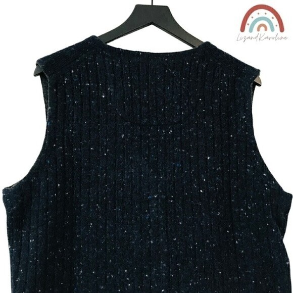 New! Joseph Abboud Black Label Wool Cashmere Sweater Knit Button Down Vest - Picture 5 of 11